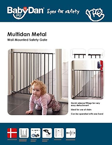 BabyDan Multidan – Barrera de puerta/escaleras, Metal, Negro, 62,5 - 106,8 cm