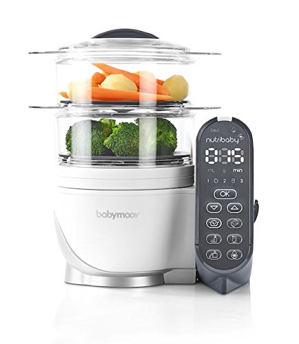 Babymoov Nutribaby+ A001117 - Procesador de alimentos para bebés, cocción al vapor y batidora color blanco