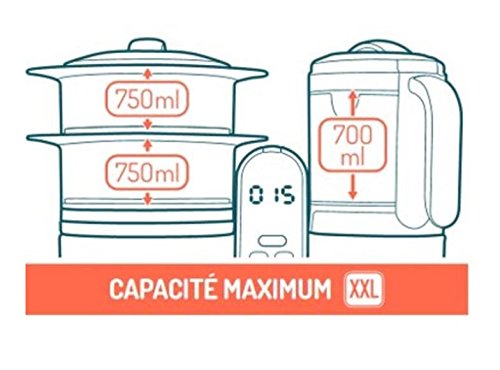 Babymoov Nutribaby+ A001124 - Procesador de alimentos para bebés, cocción al vapor y batidora color gris
