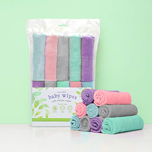 Bambino Mio, Toallitas para bebé reutilizables, Paquete de 10Uds, Nubes