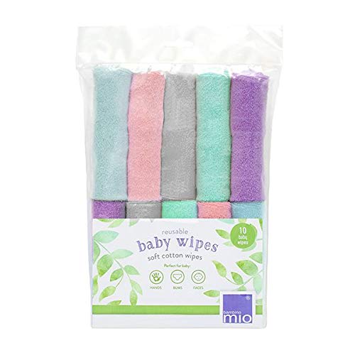 Bambino Mio, Toallitas para bebé reutilizables, Paquete de 10Uds, Nubes