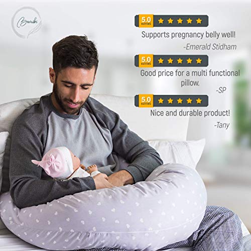 Bamibi® Almohada Embarazada y Cojín Interno Multifuncional, Cojín Lactancia Bebé, Cama Nido Bebé, Protector Cuna Fundas 100% Algodón, Relleno 100%, Poliéster Lavable Hipoalergénico