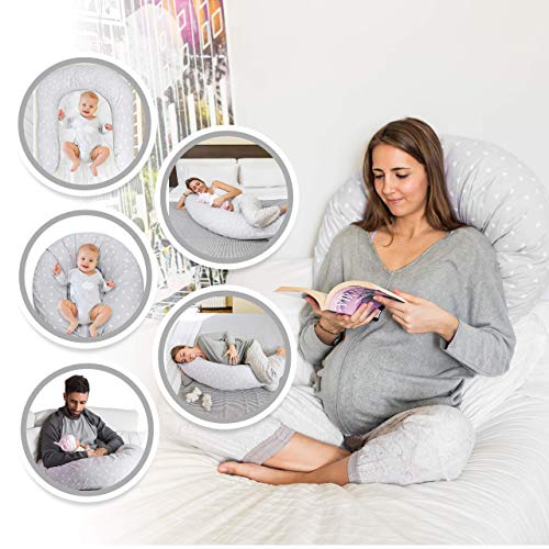 Bamibi® Almohada Embarazada y Cojín Interno Multifuncional, Cojín Lactancia Bebé, Cama Nido Bebé, Protector Cuna Fundas 100% Algodón, Relleno 100%, Poliéster Lavable Hipoalergénico