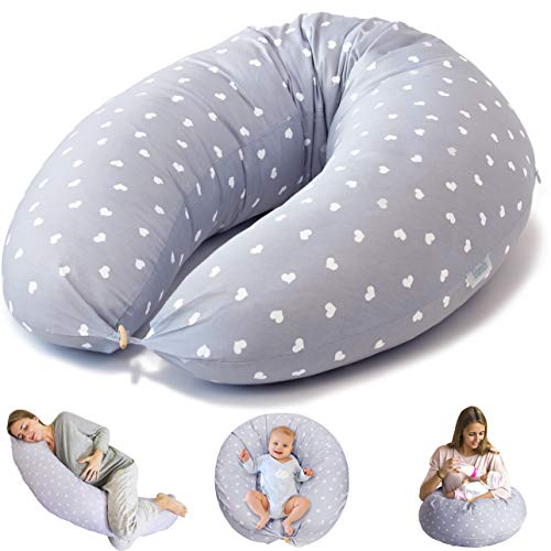 Bamibi® Almohada Embarazada y Cojín Interno Multifuncional, Cojín Lactancia Bebé, Cama Nido Bebé, Protector Cuna Fundas 100% Algodón, Relleno 100%, Poliéster Lavable Hipoalergénico