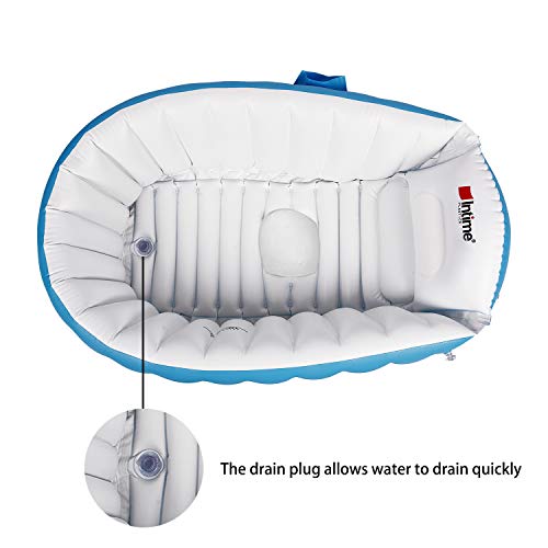 Bañera para Bebe Inflable Plegable de Viaje Ducha Para Niños Recién Nacidos (Azul)