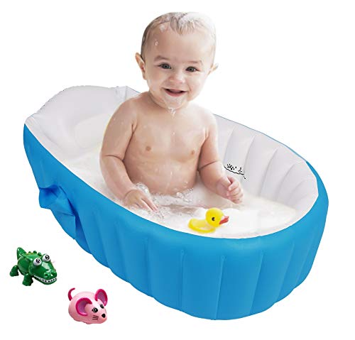 Bañera para Bebe Inflable Plegable de Viaje Ducha Para Niños Recién Nacidos (Azul)