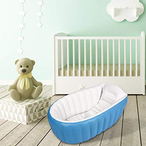 Bañera para Bebe Inflable Plegable de Viaje Ducha Para Niños Recién Nacidos (Azul)