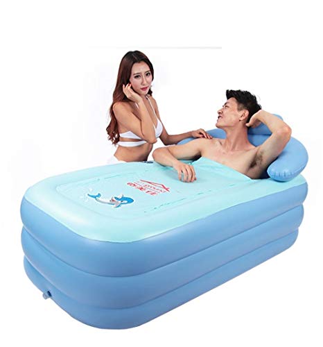 Bañera, Práctico Portátil Infantil Para Adultos Bañera Inflable Impresión Con Delfines Bañera Inflable Para Adultos Bañera Plegable TINGTING (Color : Blue, Size : 160cm*84cm*64cm)