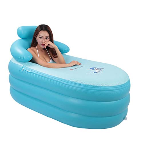 Bañera, Práctico Portátil Infantil Para Adultos Bañera Inflable Impresión Con Delfines Bañera Inflable Para Adultos Bañera Plegable TINGTING (Color : Blue, Size : 160cm*84cm*64cm)