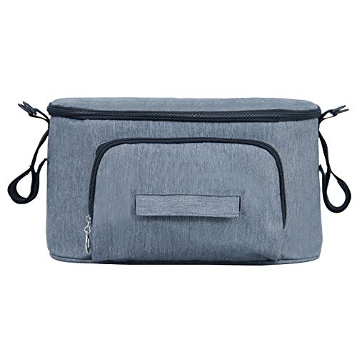 BangShou Bolsos Carro Bebé Bolsas Paseo Organizador Gran Capacidad Oxford Bolsas Organizador Carro Silla Paseo (Gris)