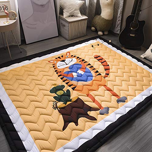 Baobe Alfombra para niños, Crawl Mat Algodón antideslizante no tóxico Super Large Play Mat 145cm * 195cm * 1.5cm Animales encantadores coloridos lavables (naranja)