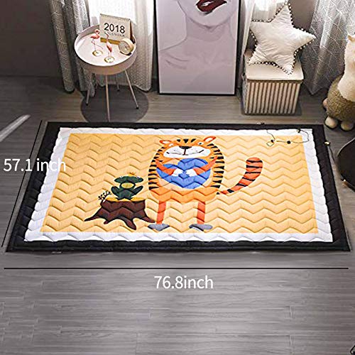 Baobe Alfombra para niños, Crawl Mat Algodón antideslizante no tóxico Super Large Play Mat 145cm * 195cm * 1.5cm Animales encantadores coloridos lavables (naranja)