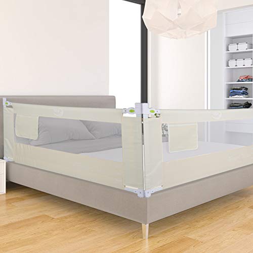 Barandilla de Cama Anti-caída Infantil Plegable Seguro Riel de Cama para Niños Bebé Blanco (180cm * 68 cm.)