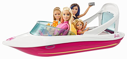 Barbie Aventura de los Delfines, barco visión submarina con perritos, accesorios muñeca (Mattel FBD82)