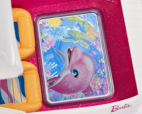 Barbie Aventura de los Delfines, barco visión submarina con perritos, accesorios muñeca (Mattel FBD82)