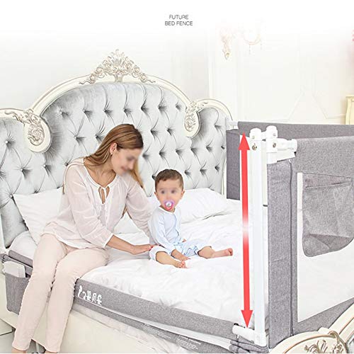 Barrera Cama- Riel de Cama Gris Extra Alto para niños pequeños, Plegable para niños Cama de bebé Riel de protección Alto 90 cm (Color : Beige, Tamaño : 1.2m)