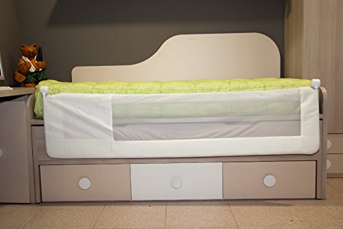 Barrera de cama nido para bebé, 180 x 66 cm. Modelo osito y luna beige. Barrera de seguridad. Sello de calidad SGS.