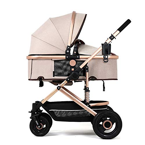 BBYRTC Carrito para bebés La luz del Paisaje Alto Puede Sentarse y acostarse Doble la suspensión Cuatro Rondas Carrito de bebé Carrito de bebé Cuna para bebé