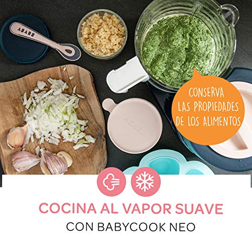 BÉABA Babycook Néo Robot de cocina para bebés 4 en 1, Cocina al vapor suave y tritura, Hecho en Francia, Jarra de cristal y cestilla de cocción de acero inoxidable, Azul Night Blue