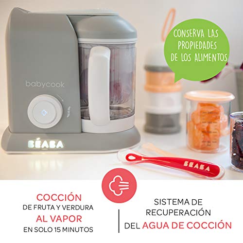 BÉABA Babycook Solo Robot de cocina para bebés 4 en 1, Cocina a vapor, Gris