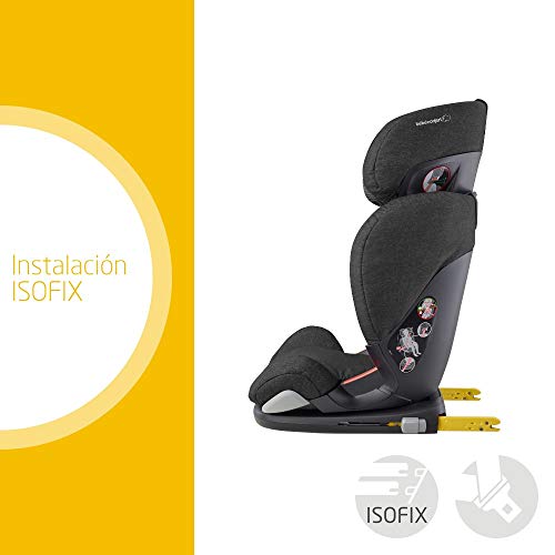 Bébé Confort RODIFIX AirProtect, Silla de auto para niño con ISOFIX, R44/04, reclinable, segura y ligera, desde los 3.5 hasta los 12 años, 15-36 kg, gr. 2/3, Nomad Black (negro)