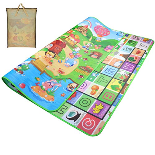 Bebé Crawl Mat Niños Alfombra de juego Alfombra de juego Alfombra de niños rompecabezas Alfombra de rastreo de gatito Niño guardería de mat Colchoneta de picnic (Castillo, 180 x 200 cm)