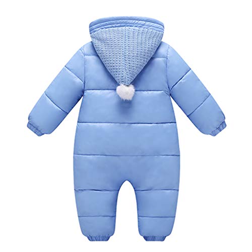 Bebé Mono Mameluco de Invierno Traje de Nieve Espesar peleles con capucha - Azul, 3-6 Meses