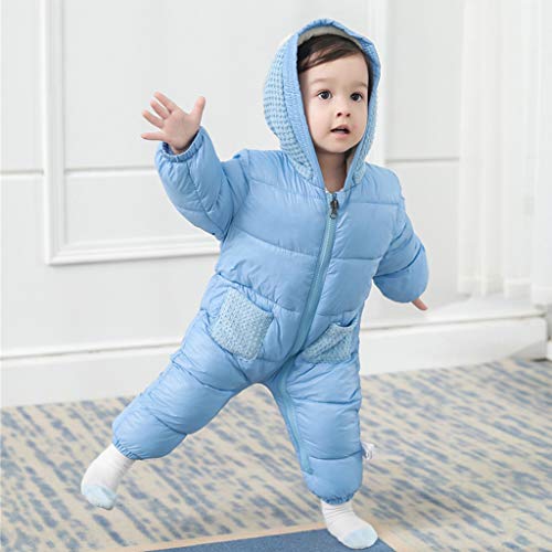 Bebé Mono Mameluco de Invierno Traje de Nieve Espesar peleles con capucha - Azul, 3-6 Meses