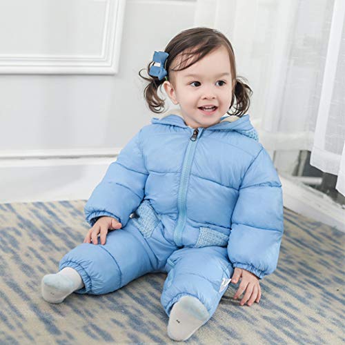 Bebé Mono Mameluco de Invierno Traje de Nieve Espesar peleles con capucha - Azul, 3-6 Meses