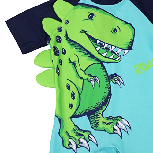 Bebé Niños Shorty Traje de Baño - Infantil Una Pieza Ropa de Natación Manga Corta Ropa de Baño Dinosaurio