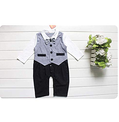 Bebé Pelele de moda caballero manga larga Niños Ropa babysuits chaleco de una pieza trajes para bebé gris Talla:0-6 meses