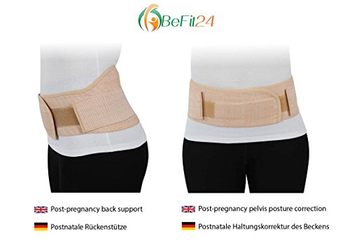 ®Befit24 Faja Lumbar Embarazada y Postparto Cesarea - Cinturon Pelvico de Embarazada Prenatal - Faja Premama y Maternidad - Banda Embarazo - Pregnancy and Maternity Belt [ Size 2 - Beige ]