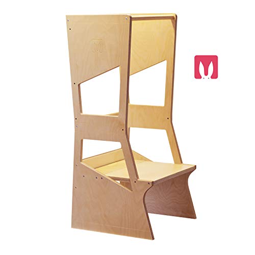 Bianconiglio Kids ® Moka 2.0 Torre de aprendizaje Montessori regulable en altura hecho en Italia (TRANSPARENTE)