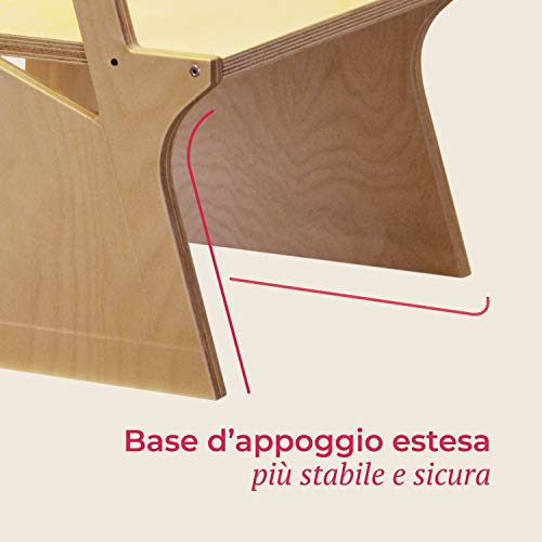 Bianconiglio Kids ® Moka 2.0 Torre de aprendizaje Montessori regulable en altura hecho en Italia (TRANSPARENTE)