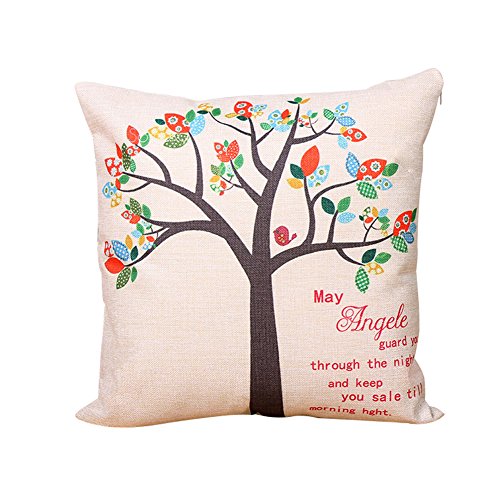 BIGBOBA Funda de cojín con patrón de árbol de la Vida, Funda de cojín para sofá, Cama, decoración del hogar, Plantas, Flores, Funda de Almohada de 45 x 45 cm