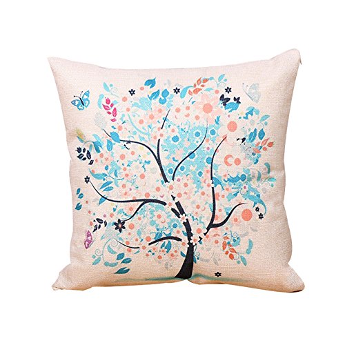 BIGBOBA Funda de cojín con patrón de árbol de la Vida, Funda de cojín para sofá, Cama, decoración del hogar, Plantas, Flores, Funda de Almohada de 45 x 45 cm