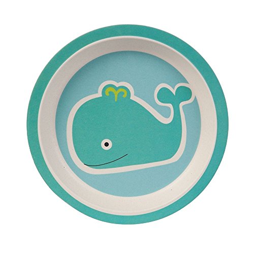 BIOZOYG Set vajilla Infantil de bambú sin bpa 5 Piezas I Motivo Ballena I Servicio de Mesa cubertería para niños Tazón Vaso de Beber Plato para niños I Reciclaje de Material Natural