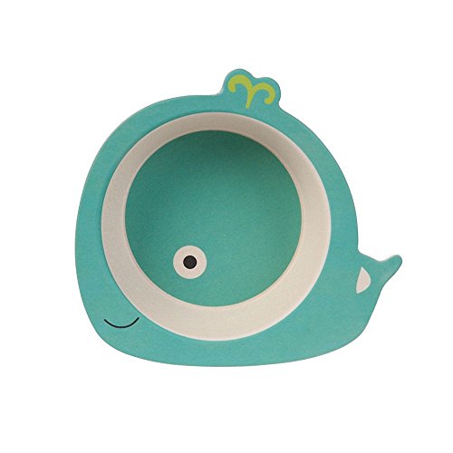 BIOZOYG Set vajilla Infantil de bambú sin bpa 5 Piezas I Motivo Ballena I Servicio de Mesa cubertería para niños Tazón Vaso de Beber Plato para niños I Reciclaje de Material Natural