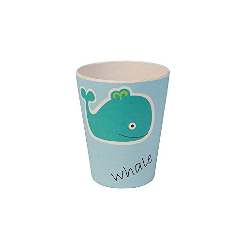 BIOZOYG Set vajilla Infantil de bambú sin bpa 5 Piezas I Motivo Ballena I Servicio de Mesa cubertería para niños Tazón Vaso de Beber Plato para niños I Reciclaje de Material Natural