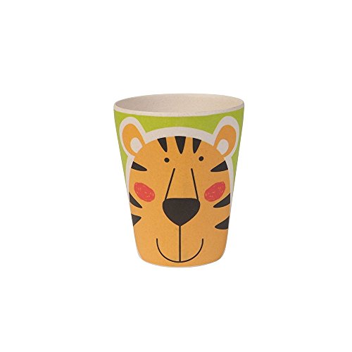 BIOZOYG Set vajilla Infantil de bambú sin bpa 5 Piezas I Motivo Tigre I Servicio de Mesa cubertería para niños Tazón Vaso de Beber Plato para niños I Reciclaje de Material Natural