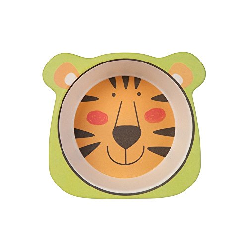 BIOZOYG Set vajilla Infantil de bambú sin bpa 5 Piezas I Motivo Tigre I Servicio de Mesa cubertería para niños Tazón Vaso de Beber Plato para niños I Reciclaje de Material Natural