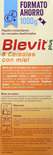 Blevit Plus 8 Cereales con Miel - Paquete de 2 x 500 gr - Total: 1000 gr