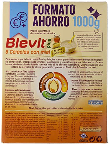 Blevit Plus 8 Cereales Miel  - 1000 gr.