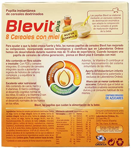 Blevit Plus 8 Cereales Miel - 600 gr.