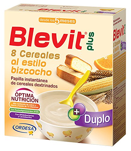 Blevit Plus Duplo 8 Cereales Al Estilo Bizcocho - Paquete de 2 x 300 gr - Total: 600 gr