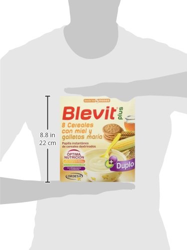 Blevit Plus Duplo 8 Cereales con Miel y Galletas Maria - Paquete de 2 x 300 gr - Total: 600 gr