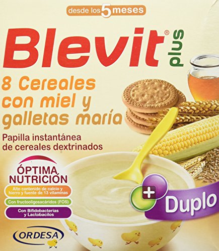 Blevit Plus Duplo 8 Cereales con Miel y Galletas Maria - Paquete de 2 x 300 gr - Total: 600 gr