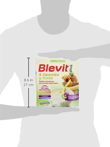 Blevit Plus Duplo 8 Cereales y Frutas - Paquete de 2 x 300 gr - Total: 600 gr