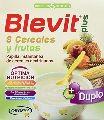 Blevit Plus Duplo 8 Cereales y Frutas - Paquete de 2 x 300 gr - Total: 600 gr