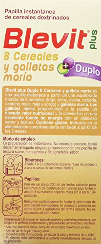 Blevit Plus Duplo 8 Cereales y Galletas María - Paquete de 2 x 300 gr - Total: 600 gr